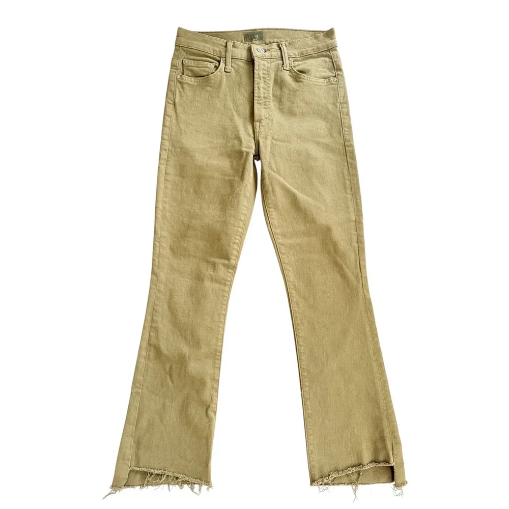 MOTHER The Insider Crop‎ Step Fray Jeans Fir Green 1157-753 Olive Size 26